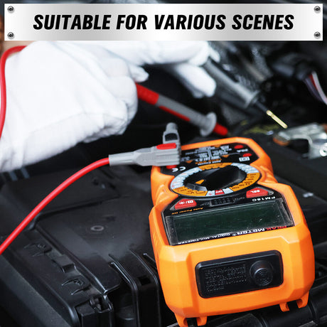 SWANLAKE 27-piece multimeter test lead kit with high-temp silicone wires, alligator clips, replaceable gold probes, and complete electronic diagnostic accessories.