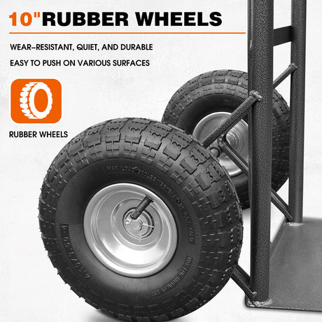 Heavy-duty sack truck with 250kg load capacity, sturdy metal frame, and durable rubber wheels for easy transportation.