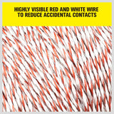 HORUSDY 1000 meter red and white high-visibility poly wire for electric fences, featuring UV-treated coating and stainless steel strands