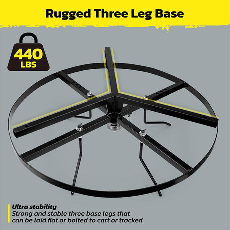 Wire spinner with 360° rotation, adjustable arms for varying coil diameters (33cm to 57cm), and 440 lbs weight capacity. Durable and stable for wire management.