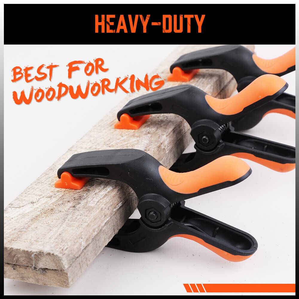 Set of 16 Heavy-Duty 5-Inch HORUSDY Rubber and Nylon Spring Clamps - Ergonomic Non-Slip Grip for Woodworking and DIY Projects