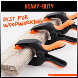 Set of 16 Heavy-Duty 5-Inch HORUSDY Rubber and Nylon Spring Clamps - Ergonomic Non-Slip Grip for Woodworking and DIY Projects