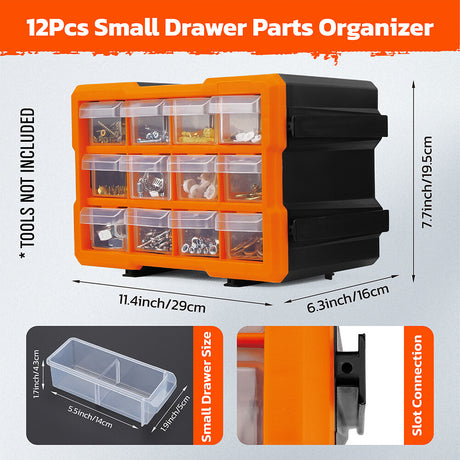 Wall-mountable modular parts organizer with 16 drawers for garage tools and hardware storage - HORUSDY Professional Tools Australia