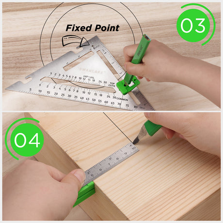 SWANLAKE 4-piece rafter and combination square tool set with ruler and spirit level for woodworking