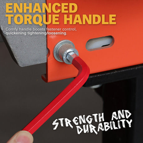 ELEAD 13-piece red hex key set with ball ends and size indicators, ranging from 5/64” to 3/4", for precision work in tight spaces