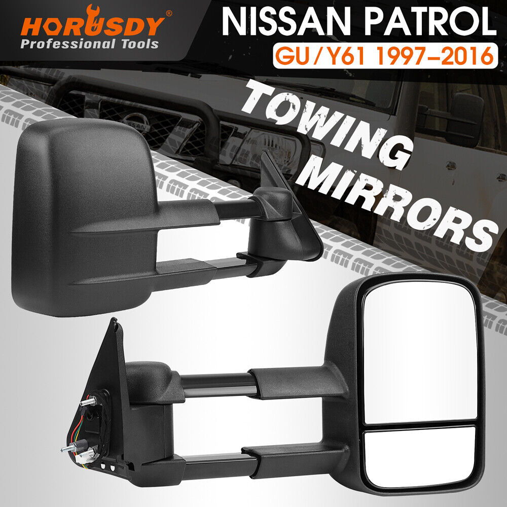 HORUSDY Front Pair Extendable Towing Mirrors for Nissan Patrol GU/Y61 1997-2016