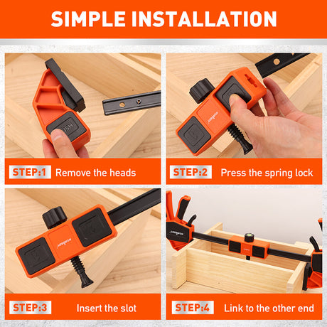 HORUSDY clamp connector with leveling bubble, universal fit for 6mm x 18mm L-bar clamps, 350lbs force, woodworking tool extension