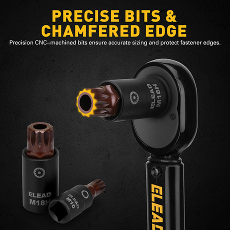 ELEAD 13-Piece Spline Bit Socket Set with S2 Alloy Steel and CR-V, Includes 3 Adapters for Versatile Applications