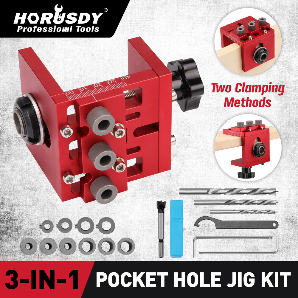 HORUSDY Wood Dowel Punch Locator Tool Adjustable Doweling Jig Pocket Hole Drill