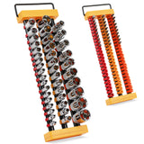 The HORUSDY 2-Pack Socket Rail and Screwdriver Bit Holder Set is made from durable ABS material, designed to hold 75 bits and 42 sockets. Suitable for organizing 1/4", 3/8", and 1/2" drive tools. Features spring-loaded ball bearings for secure socket storage and easy portability for workshops and garages.