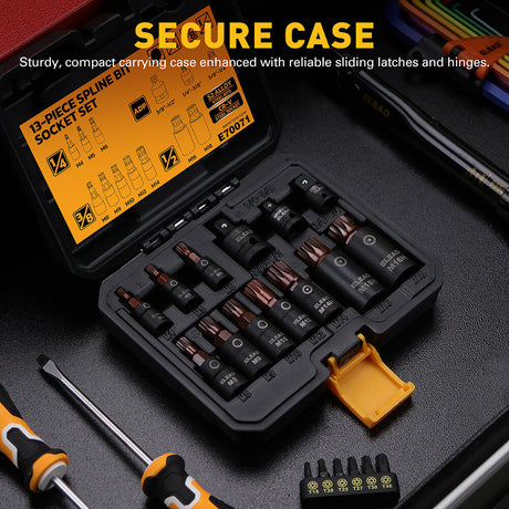 ELEAD 13-Piece Spline Bit Socket Set with S2 Alloy Steel and CR-V, Includes 3 Adapters for Versatile Applications