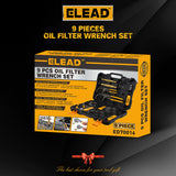 ELEAD 9-Piece Oil Filter Wrench Set - Anti-Corrosion, High Strength, Convenient Storage
