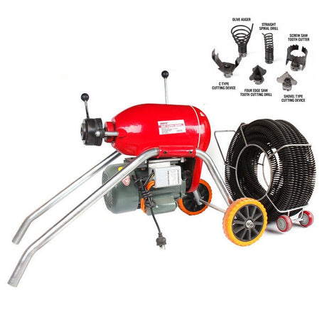 SEDY electric drain cleaning machine with heavy-duty cable and cutting heads