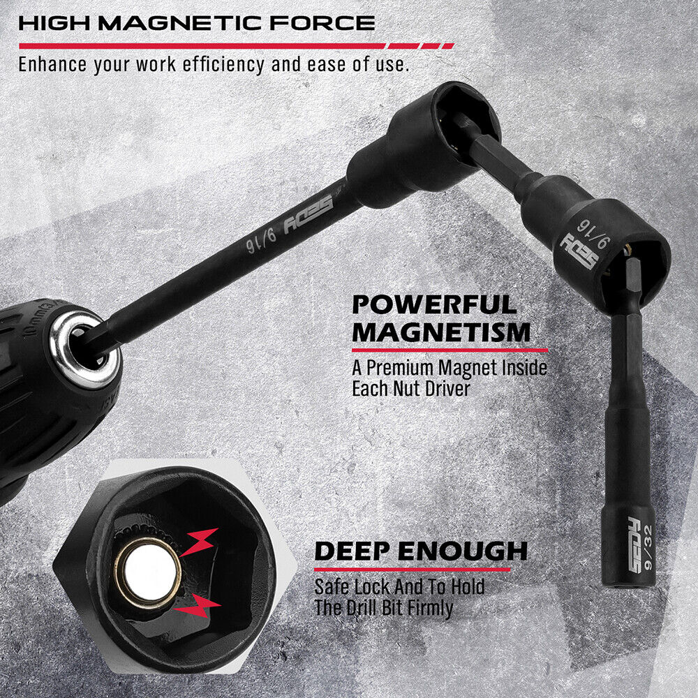 33-piece Sedy Nut Driver Set with magnetic force and premium CR-V steel, includes extensions and storage case