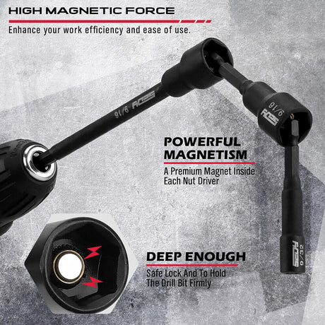 33-piece Sedy Nut Driver Set with magnetic force and premium CR-V steel, includes extensions and storage case