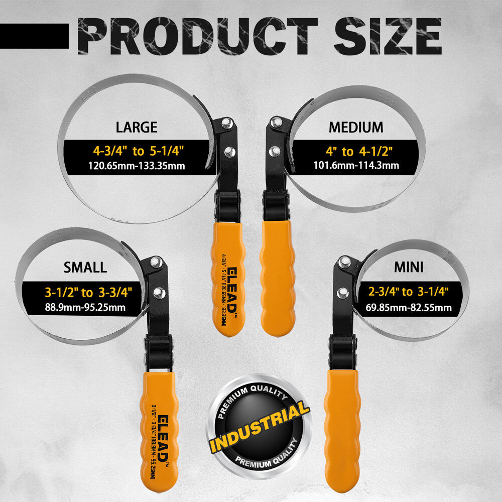 ELEAD 9-Piece Oil Filter Wrench Set - Anti-Corrosion, High Strength, Convenient Storage