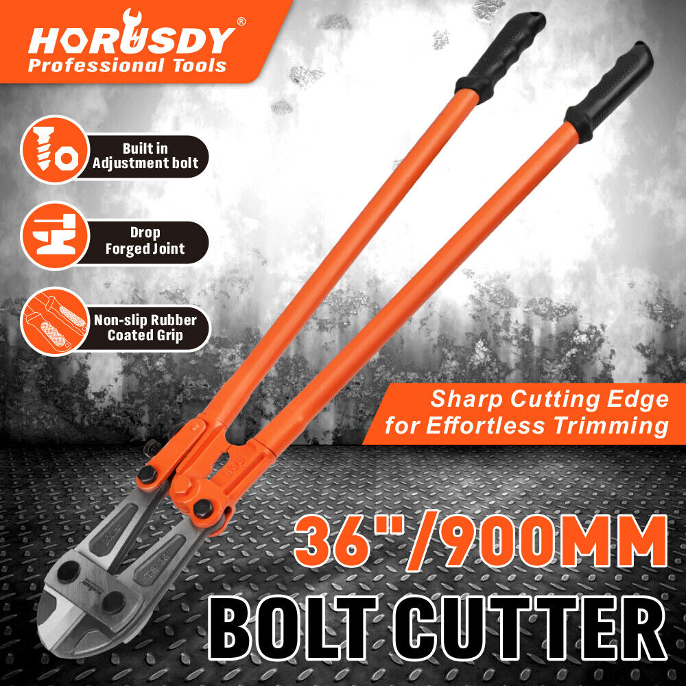 36 inch bolt cutter with CR-V steel jaws and non-slip handles for cutting rods, chains, fences and padlocks