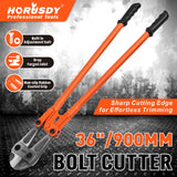 36 inch bolt cutter with CR-V steel jaws and non-slip handles for cutting rods, chains, fences and padlocks