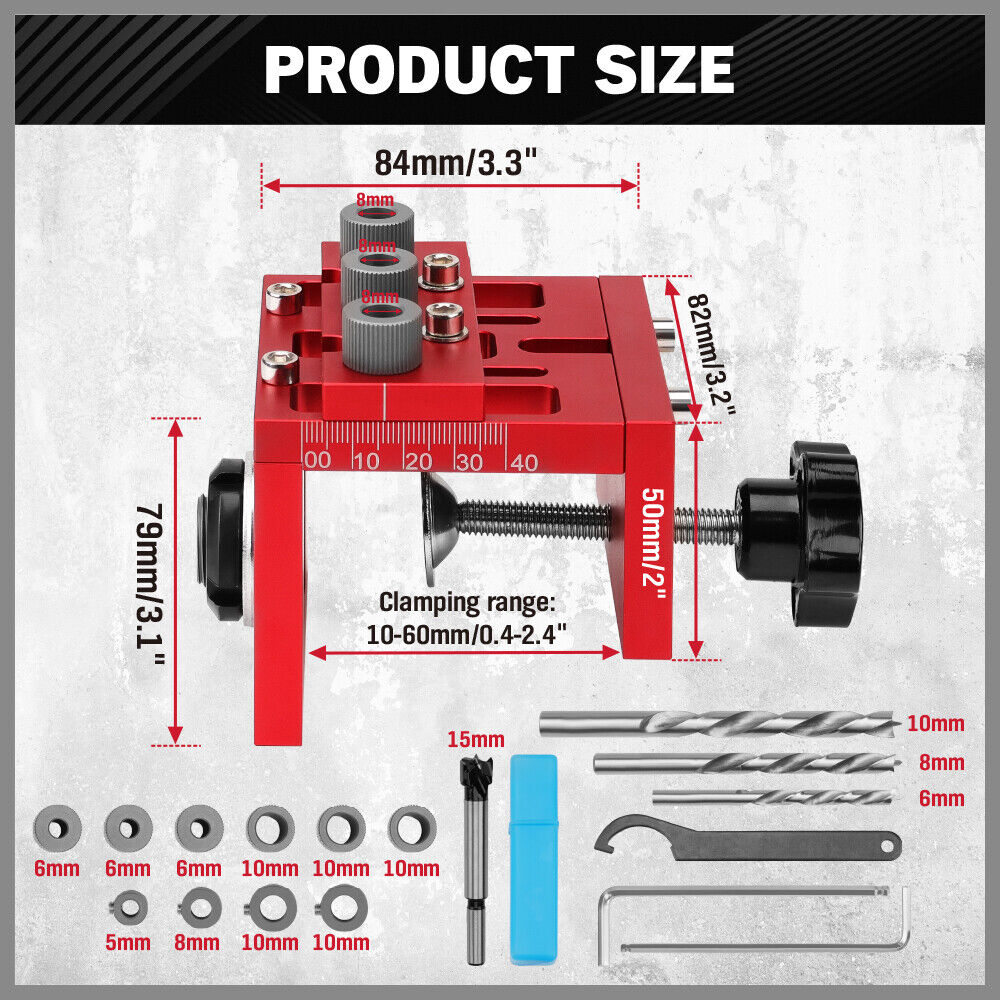 HORUSDY Wood Dowel Punch Locator Tool Adjustable Doweling Jig Pocket Hole Drill