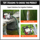 Gasoline water pump with 5.5HP engine, 30m³/h flow rate, 2-inch outlet, ideal for irrigation and high-efficiency water transfer