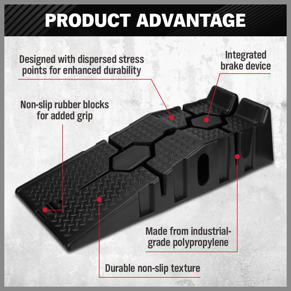 Heavy-duty 2-ton car ramps with non-slip surface and extra-wide design for secure vehicle lifting