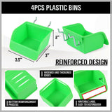 SWANLAKE 90PC Pegboard Hooks Storage Bin Hanger Locks Parts Holder Steel Tray Organizer