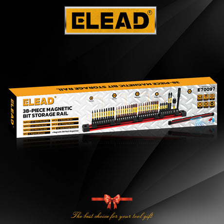 ELEAD 38-piece magnetic screwdriver bit set with storage rail and S2 steel bits