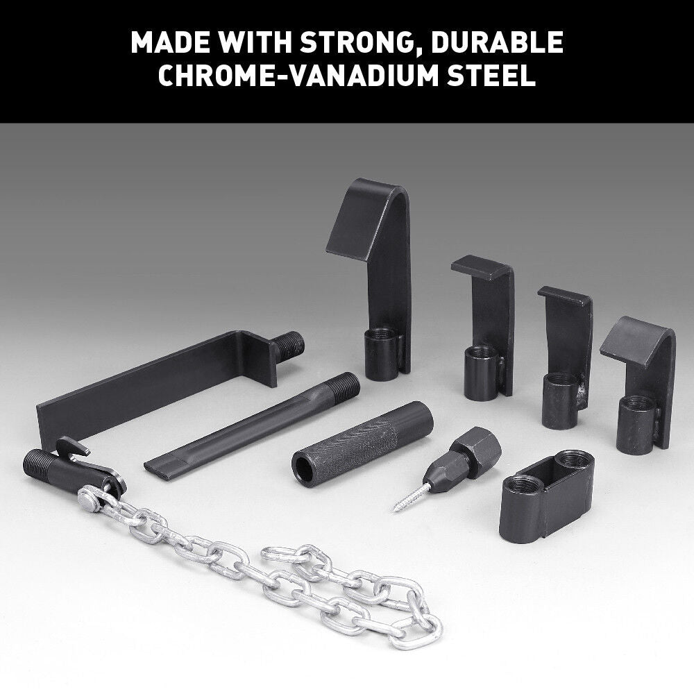 13-piece heavy-duty dent puller kit with slide hammer, durable chrome-vanadium steel construction, and blow-molded case for easy auto body repair.