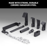 13-piece heavy-duty dent puller kit with slide hammer, durable chrome-vanadium steel construction, and blow-molded case for easy auto body repair.