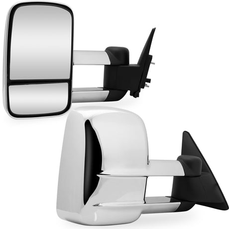 HORUSDY Power-Heated Telescoping Chrome Towing Mirrors with Adjustable Convex Lens for Pickup Trucks
