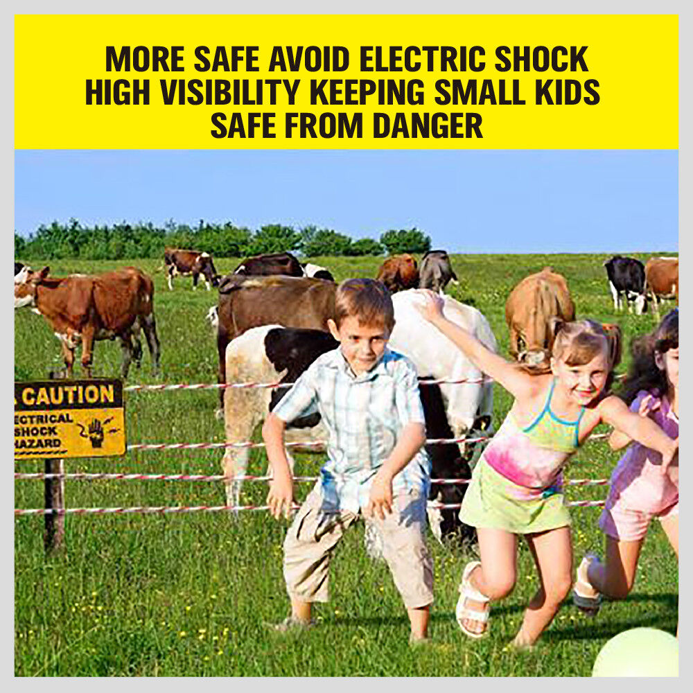 HORUSDY 1000 meter red and white high-visibility poly wire for electric fences, featuring UV-treated coating and stainless steel strands