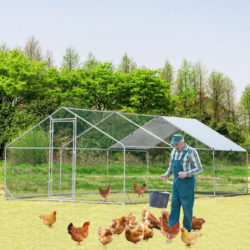 Sturdy walk-in chicken coop with hexagonal mesh and oxford cover, available in sizes 3x2m, 3x4m, 3x6m, providing safe and comfortable shelter for various poultry.