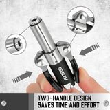 HORUSDY self-locking grease coupler with dual handle, 6-jaw reinforced design, supports M6 to M14 fittings, for high-pressure lubrication up to 14000 PSI