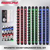 Magnetic Socket Organizer Rail Set with Adjustable Clips for Tool Storage