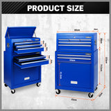 Heavy duty 7-drawer tool box chest with lockable storage cabinet in black, blue, and grey options