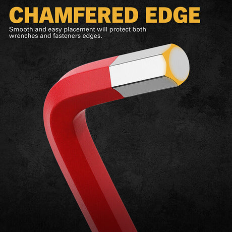 ELEAD 13-piece red hex key set with ball ends and size indicators, ranging from 5/64” to 3/4", for precision work in tight spaces