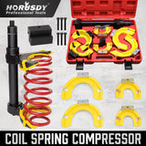 Professional coil spring compressor kit with heavy-duty components for automotive suspension repair