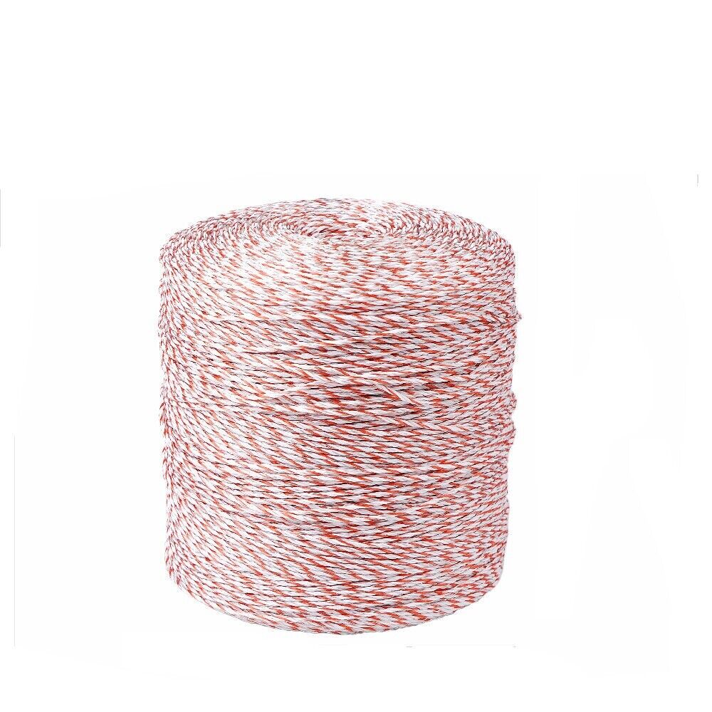 HORUSDY 1000 meter red and white high-visibility poly wire for electric fences, featuring UV-treated coating and stainless steel strands