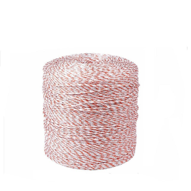 HORUSDY 1000 meter red and white high-visibility poly wire for electric fences, featuring UV-treated coating and stainless steel strands