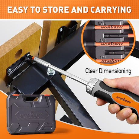 HORUSDY 60-Piece Magnetic Nut Driver Set with CR-V Steel and Storage Case