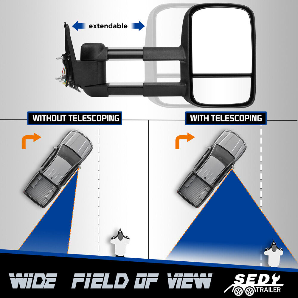 HORUSDY Front Pair Extendable Towing Mirrors for Nissan Patrol GU/Y61 1997-2016