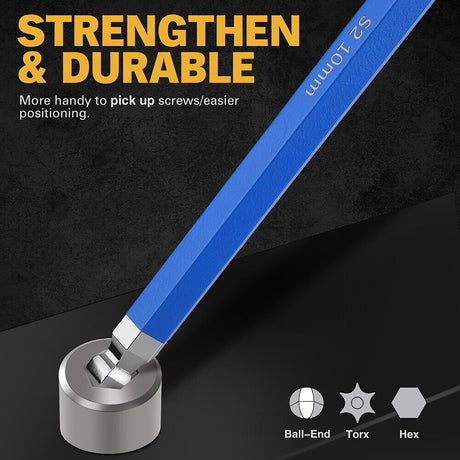 ELEAD 13-piece blue hex key set with ball ends and size indicators, ranging from 2-19mm, for precision work in tight spaces