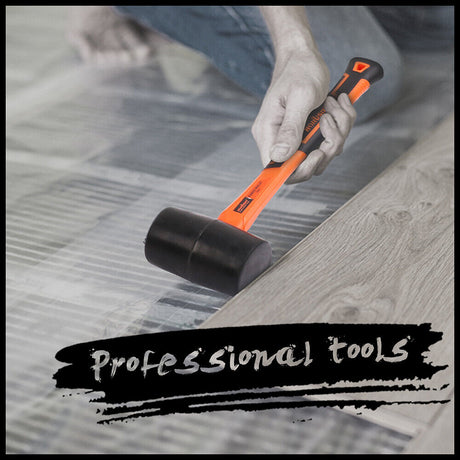 HORUSDY 16oz Rubber Double-Faced Hammer with Non-Slip Fiberglass Handle - Ideal for Tent Stakes and Woodworking