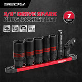 Professional 7-piece spark plug socket set with magnetic rail, 6-point design & corrosion-resistant finish - HORUSDY Australia