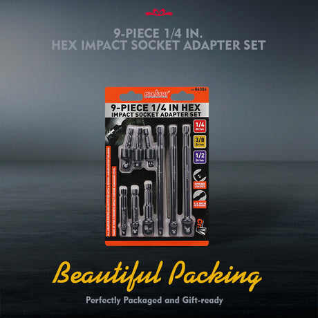 Heavy-duty 1/4" hex impact socket adapter set with 360° rotation - HORUSDY Professional Tools Australia
