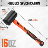 HORUSDY 2pcs Rubber Mallet Hammer Set with 8oz and 16oz Fiberglass Handles - Durable, Shock Absorbing, Wear-Resistant, Ideal for Woodworking and Camping