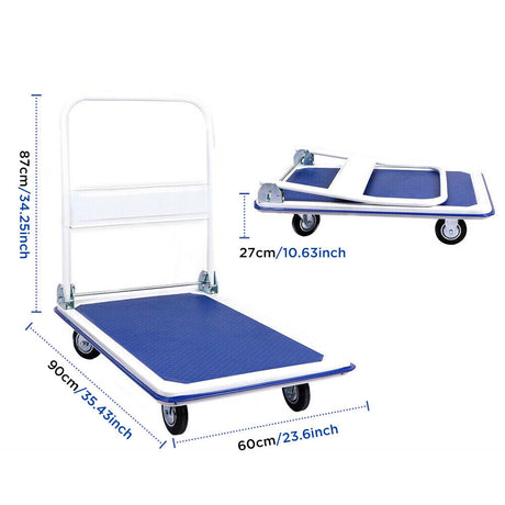 Effortlessly move heavy loads with our heavy-duty folding platform trolley. With a 300kg capacity, non-marking wheels, and foldable design, it's perfect for any workspace