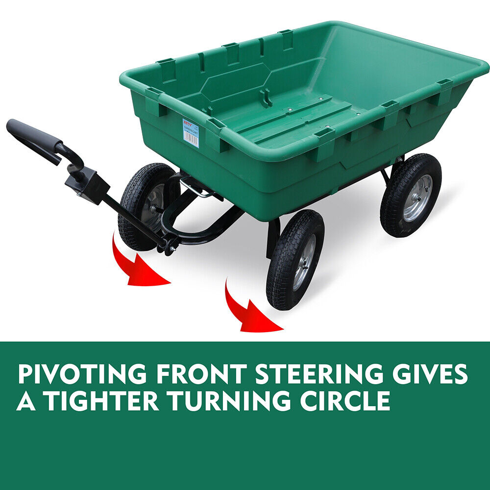 225L Poly Pull Dump Cart with 250kg Capacity, Pneumatic Tires, and Pivoting Steering by SEDY