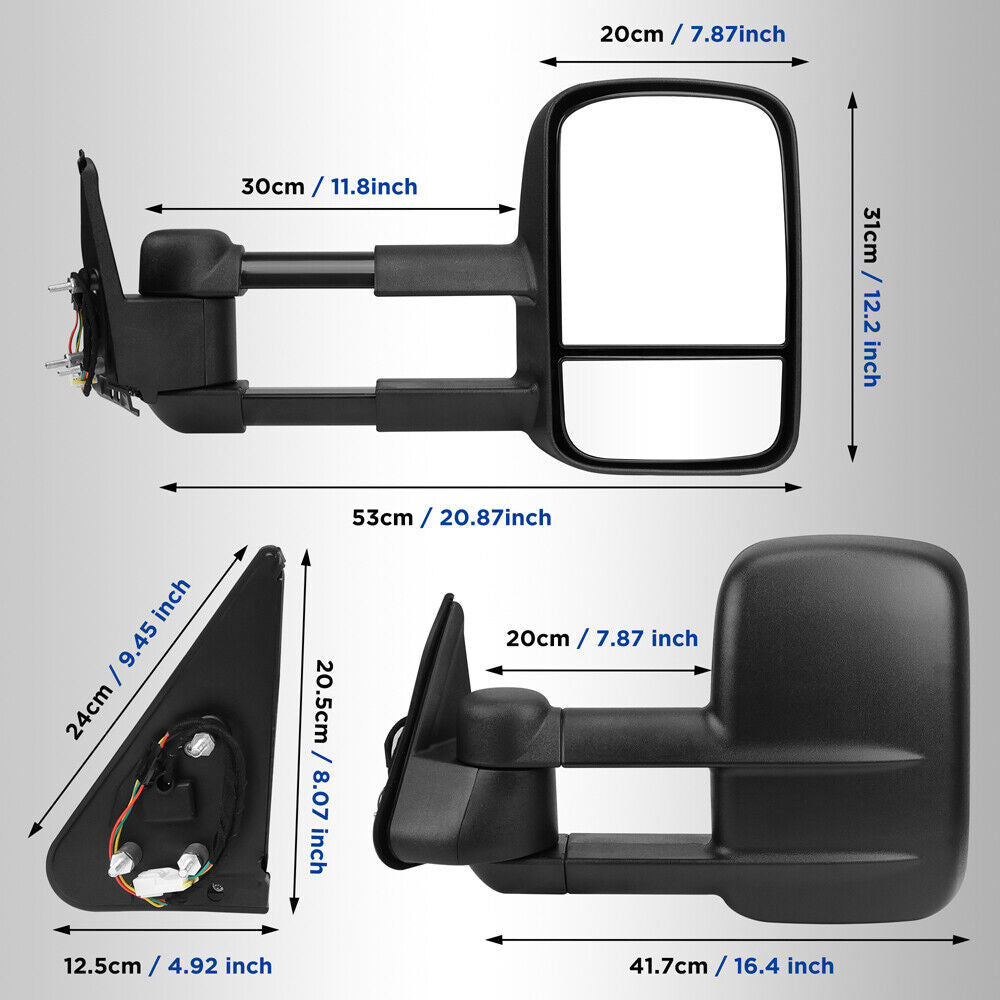 HORUSDY Front Pair Extendable Towing Mirrors for Nissan Patrol GU/Y61 1997-2016