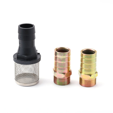 12V electric diesel fuel transfer pump kit with accessories including clamps, connectors, filter, and self-priming portable design